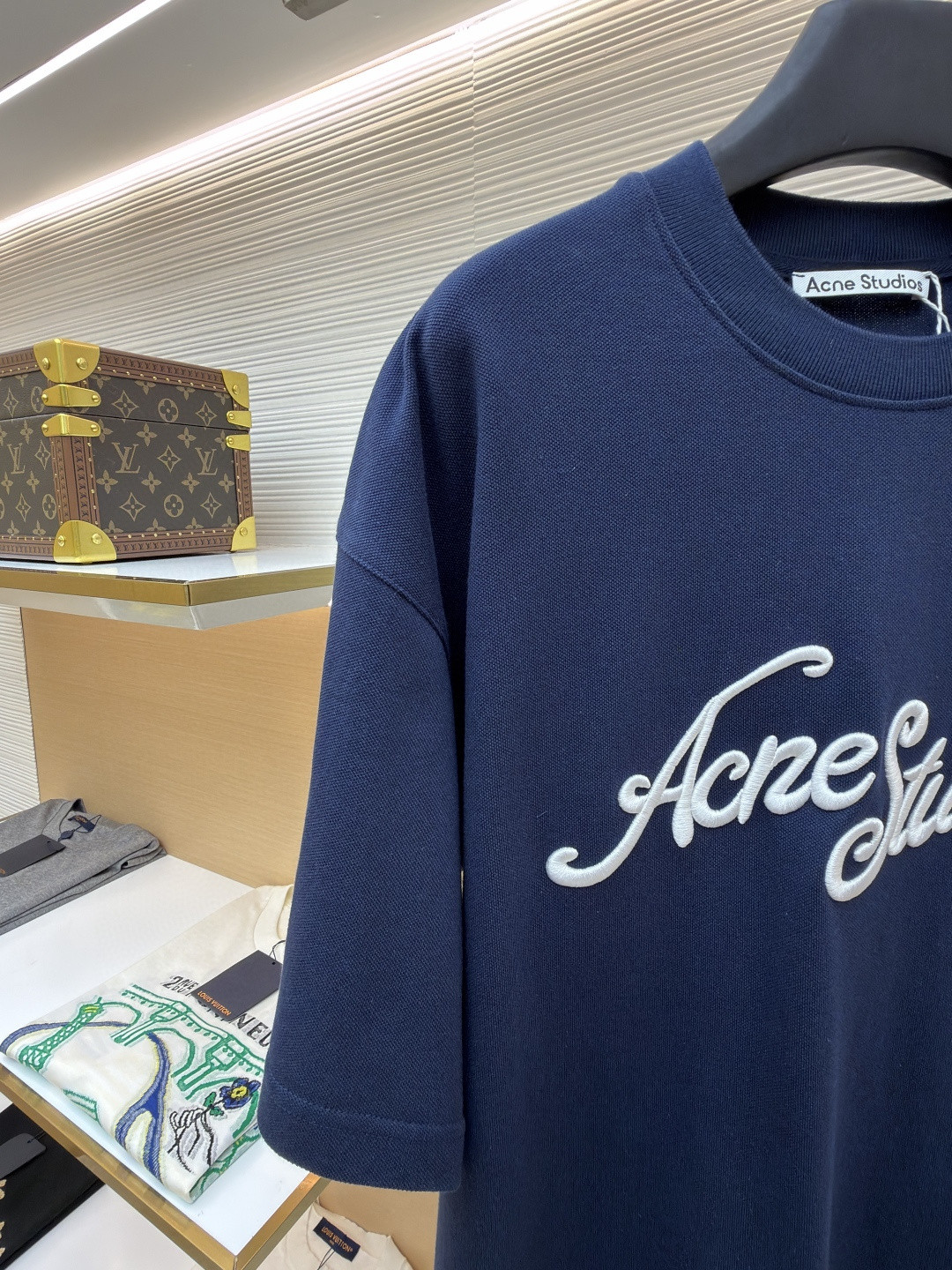 Acne Studios 3D刺绣徽标圆领T恤 短袖 白色 黑色 蓝色 A0 CL0327-183