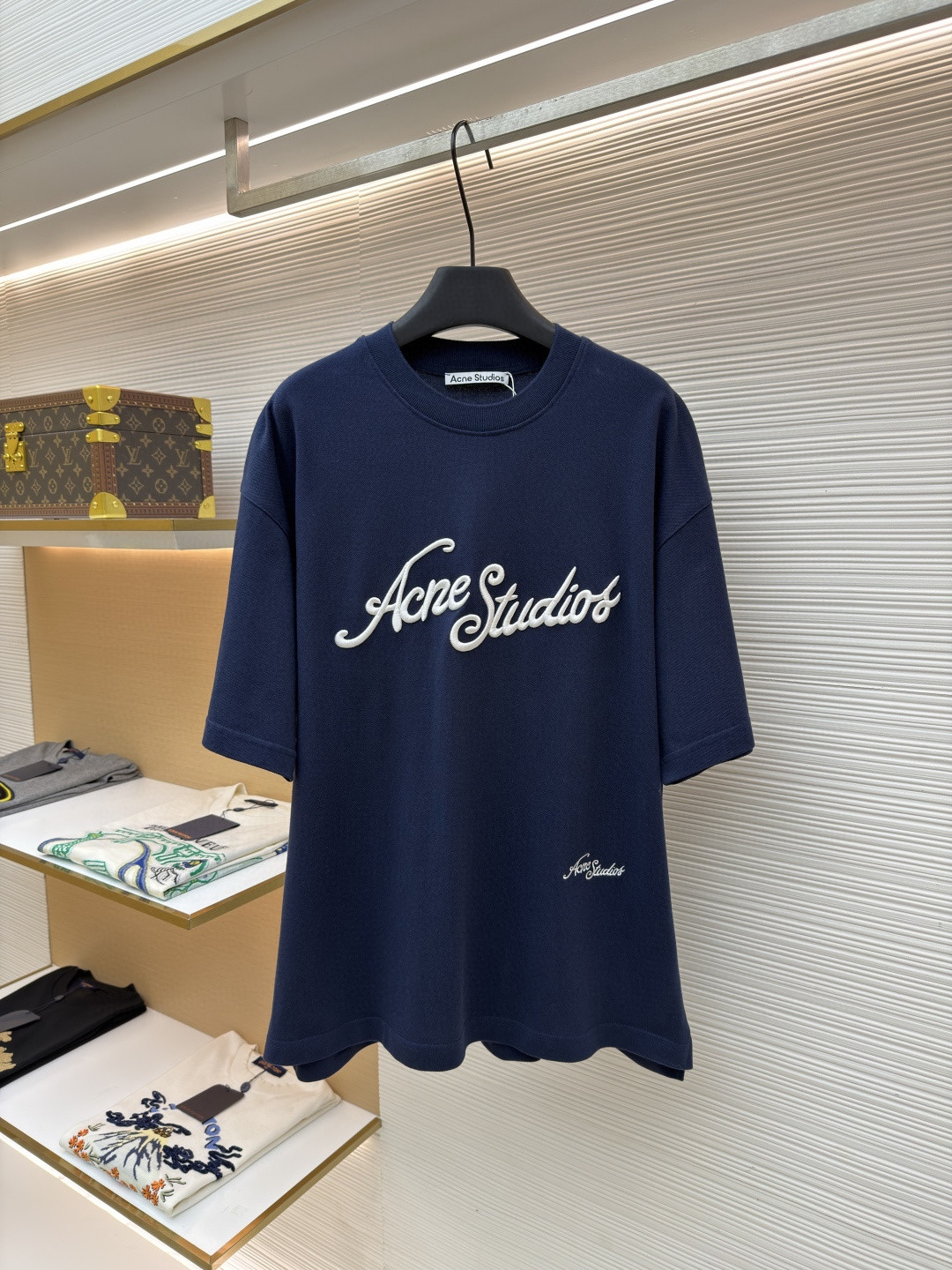 Acne Studios 3D刺绣徽标圆领T恤 短袖 白色 黑色 蓝色 A0 CL0327-183
