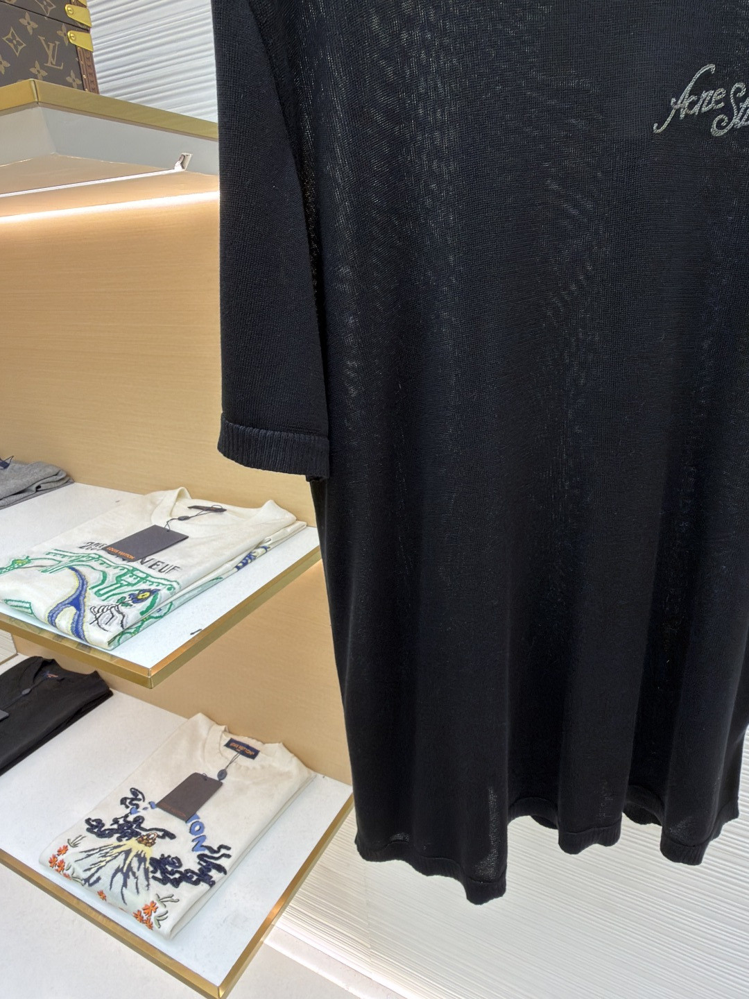 Acne Studios 徽标短袖针织衫 T恤 黑色 A5