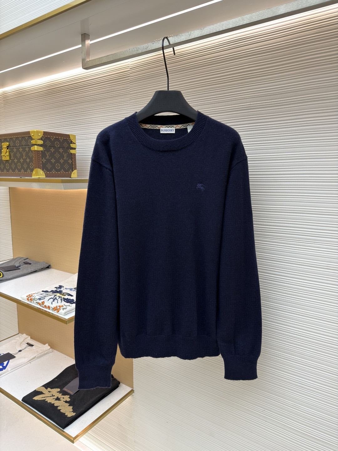 Burberry 巴宝莉 刺绣圆领针织衫 毛衣 长袖 外套 灰色 蓝色 B0 81130871