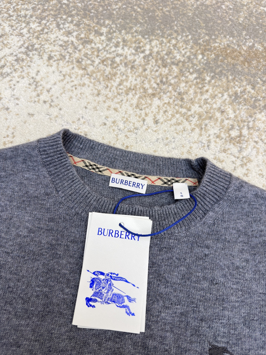 Burberry 巴宝莉 刺绣圆领针织衫 毛衣 长袖 外套 灰色 蓝色 B0 81130871