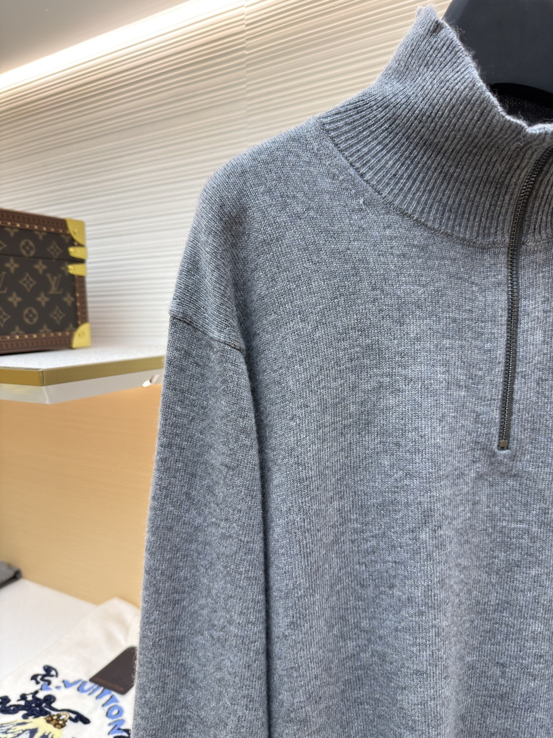 Burberry 巴宝莉 刺绣半拉链高领针织衫 毛衣 长袖 外套 灰色 蓝色 B0 81121321