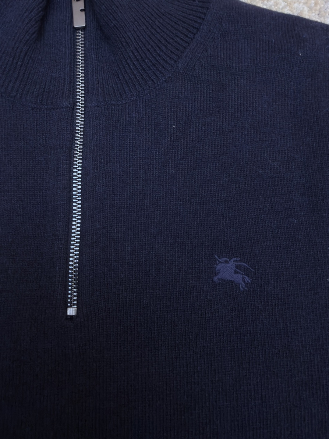 Burberry 巴宝莉 刺绣半拉链高领针织衫 毛衣 长袖 外套 灰色 蓝色 B0 81121321