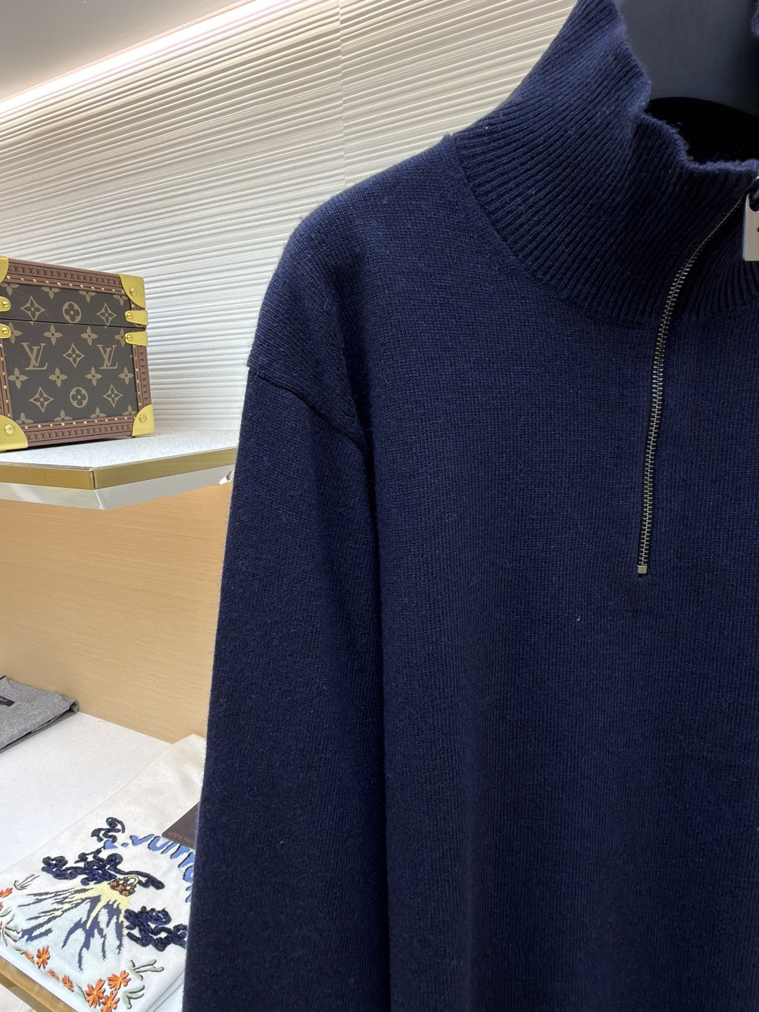 Burberry 巴宝莉 刺绣半拉链高领针织衫 毛衣 长袖 外套 灰色 蓝色 B0 81121321