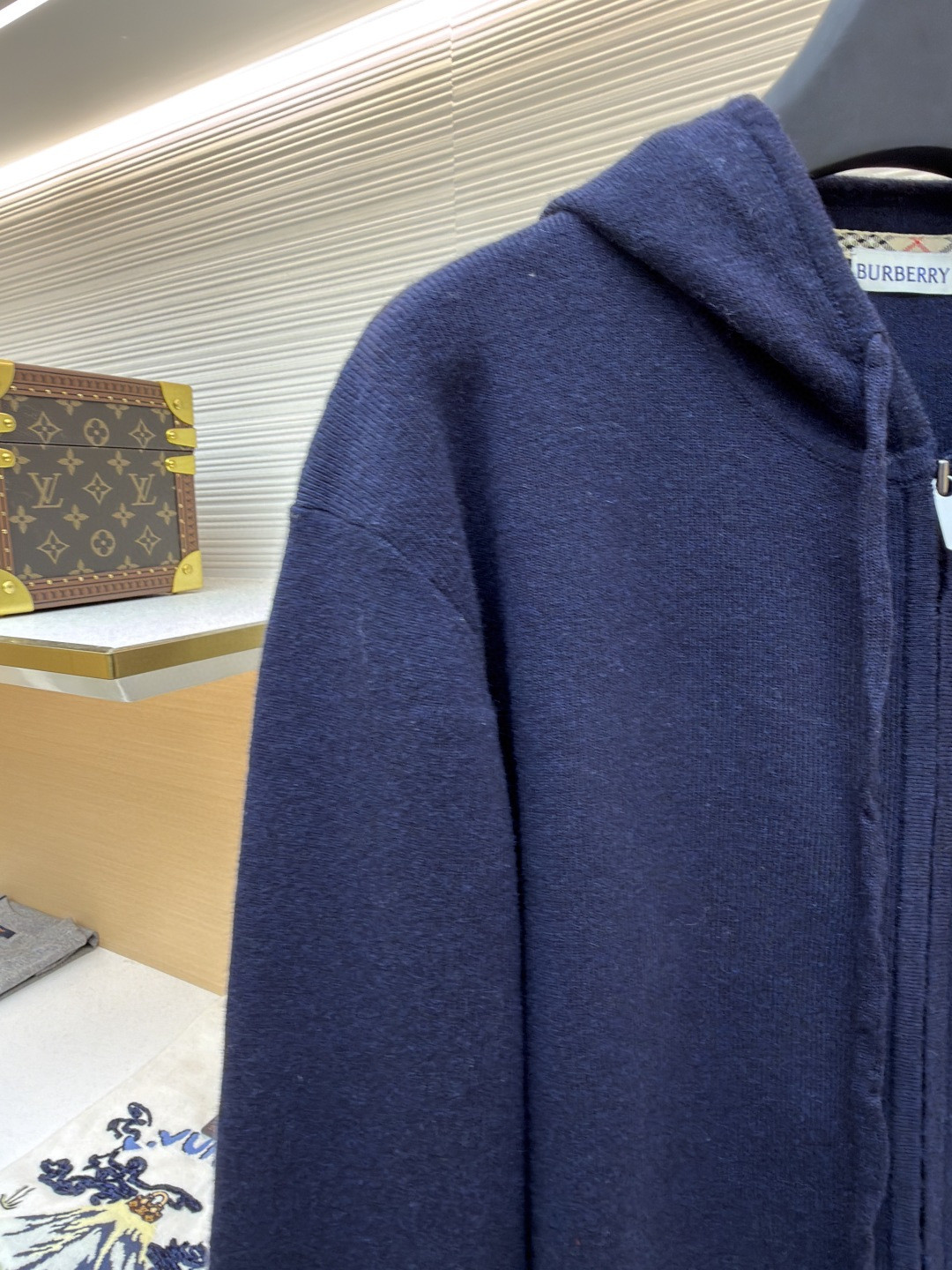 Burberry 巴宝莉 刺绣拉链开衫 连帽卫衣 毛衣 长袖 外套 灰色 蓝色 B0 81121341