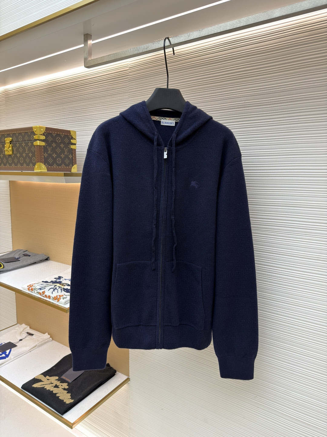 Burberry 巴宝莉 刺绣拉链开衫 连帽卫衣 毛衣 长袖 外套 灰色 蓝色 B0 81121341