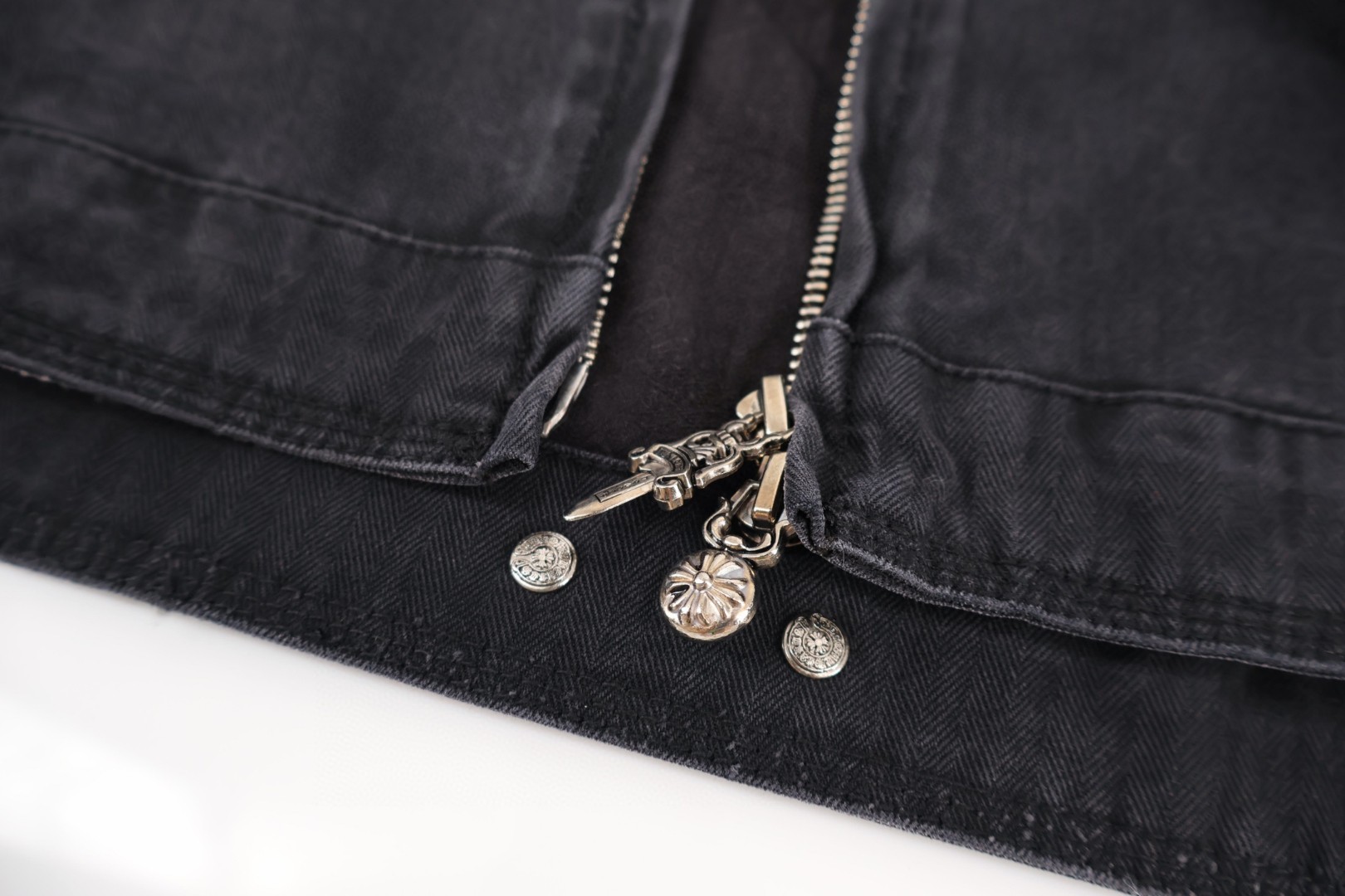 Chrome Hearts 克罗心 鱼骨纹水洗工装棉服 夹克 外套 长袖 黑色 C0