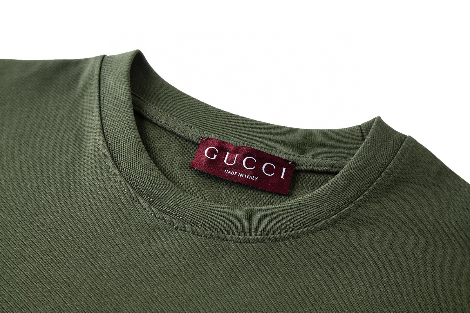 GUCCI 古驰 标识刺绣圆领短袖T恤 夏季 黑色 绿色 A0 854394-XJHN0-1043