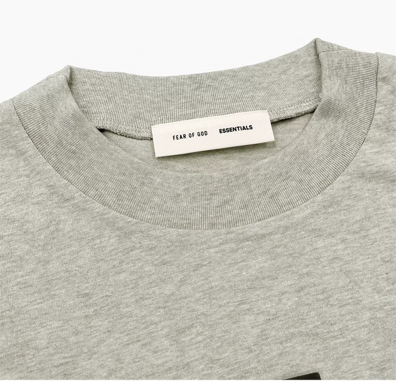 Fear of God Essentials 拉丝银硅胶字母印花圆领短袖 T恤 男女同款 夏款 黑色 燕麦色 希瑟灰