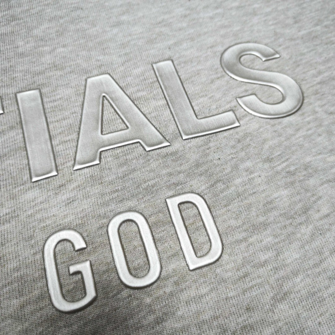 Fear of God Essentials 拉丝银硅胶字母印花圆领短袖 T恤 男女同款 夏款 黑色 燕麦色 希瑟灰