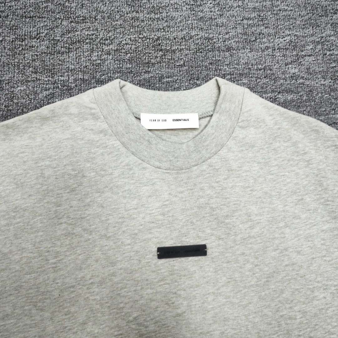Fear of God Essentials 拉丝银硅胶字母印花圆领短袖 T恤 男女同款 夏款 黑色 燕麦色 希瑟灰