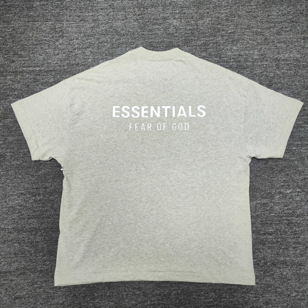 Fear of God Essentials 拉丝银硅胶字母印花圆领短袖 T恤 男女同款 夏款 黑色 燕麦色 希瑟灰