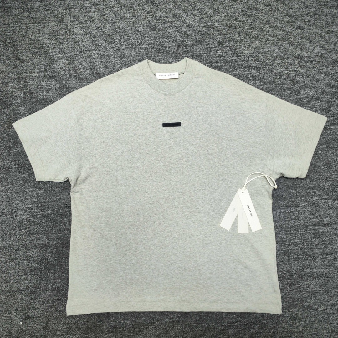 Fear of God Essentials 拉丝银硅胶字母印花圆领短袖 T恤 男女同款 夏款 黑色 燕麦色 希瑟灰