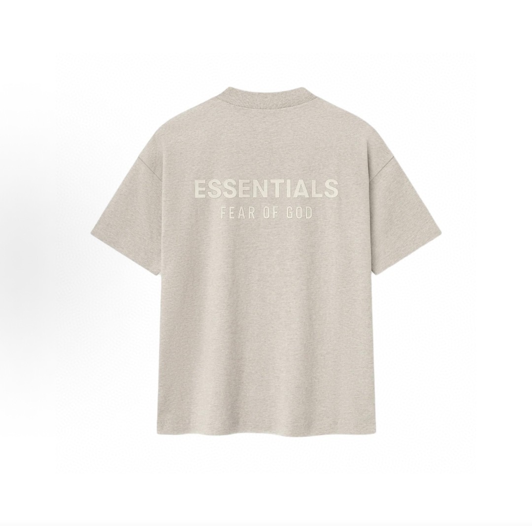 Fear of God Essentials 拉丝银硅胶字母印花圆领短袖 T恤 男女同款 夏款 黑色 燕麦色 希瑟灰