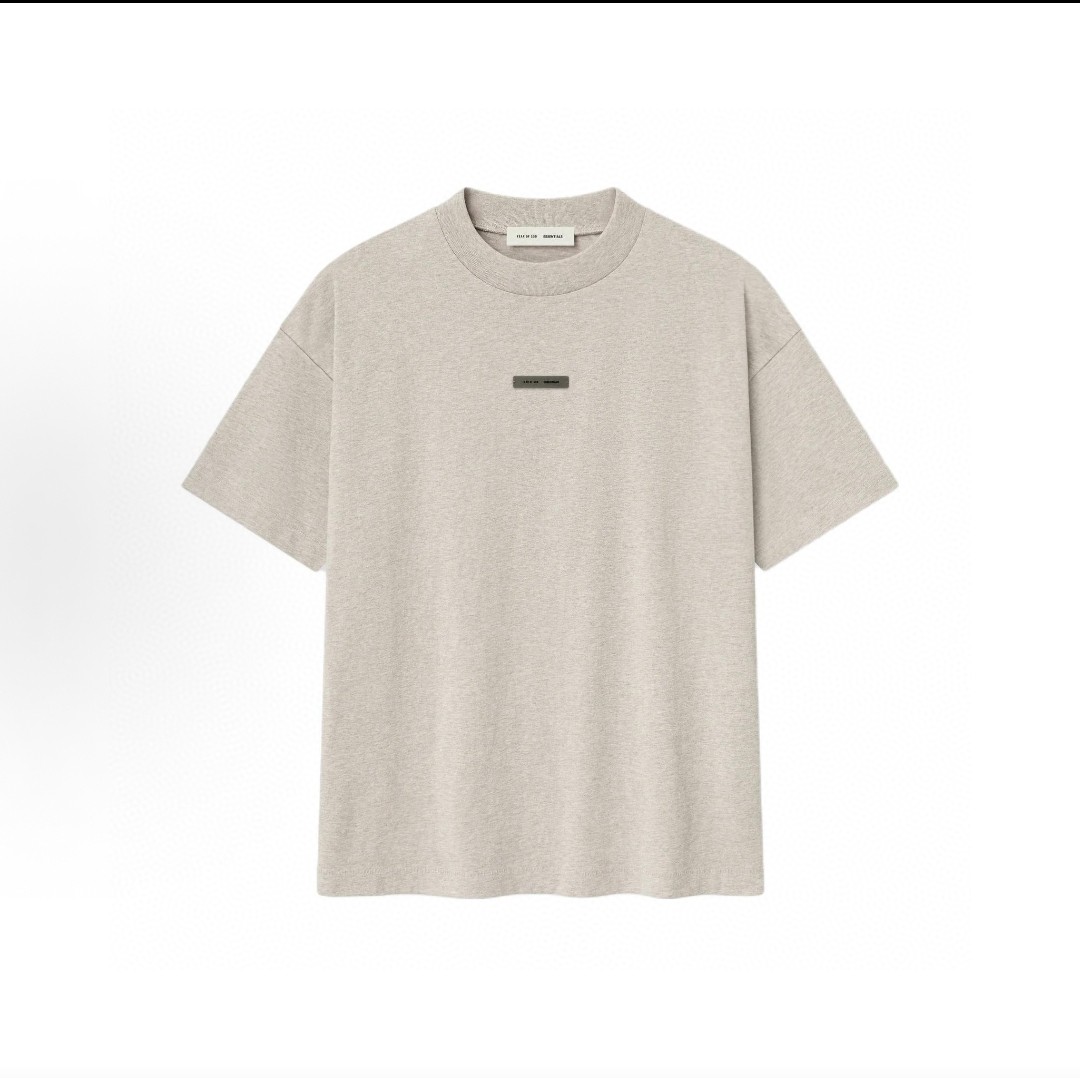 Fear of God Essentials 拉丝银硅胶字母印花圆领短袖 T恤 男女同款 夏款 黑色 燕麦色 希瑟灰