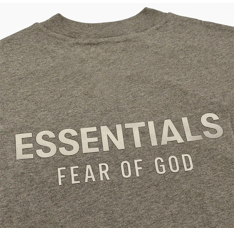 Fear of God Essentials 拉丝银硅胶字母印花圆领短袖 T恤 男女同款 夏款 黑色 燕麦色 希瑟灰