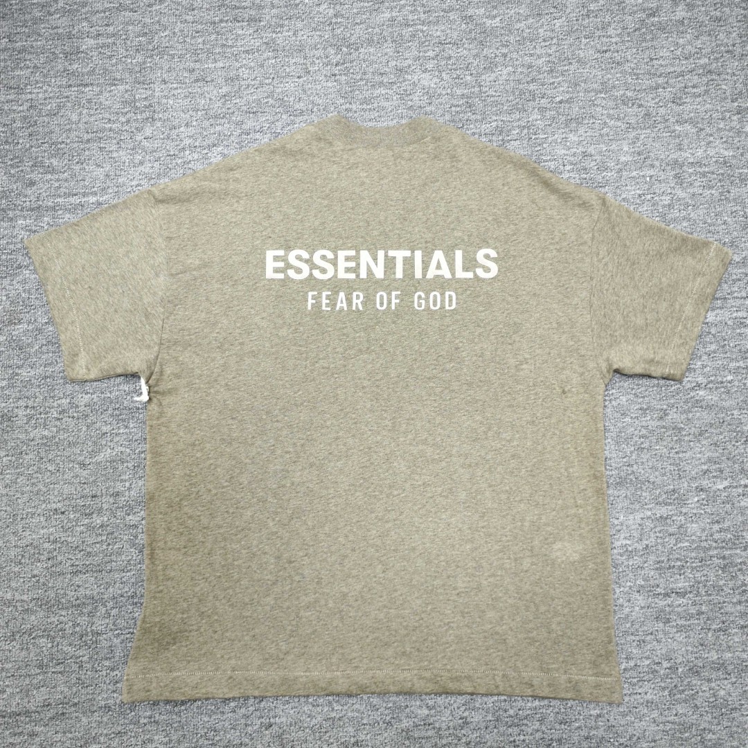 Fear of God Essentials 拉丝银硅胶字母印花圆领短袖 T恤 男女同款 夏款 黑色 燕麦色 希瑟灰