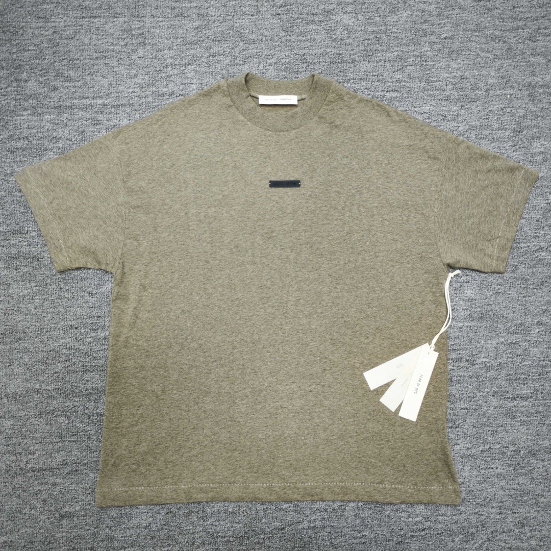 Fear of God Essentials 拉丝银硅胶字母印花圆领短袖 T恤 男女同款 夏款 黑色 燕麦色 希瑟灰
