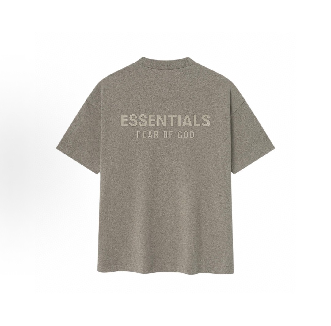 Fear of God Essentials 拉丝银硅胶字母印花圆领短袖 T恤 男女同款 夏款 黑色 燕麦色 希瑟灰