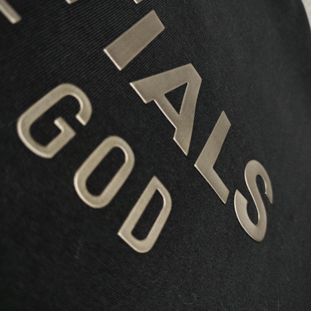 Fear of God Essentials 拉丝银硅胶字母印花圆领短袖 T恤 男女同款 夏款 黑色 燕麦色 希瑟灰