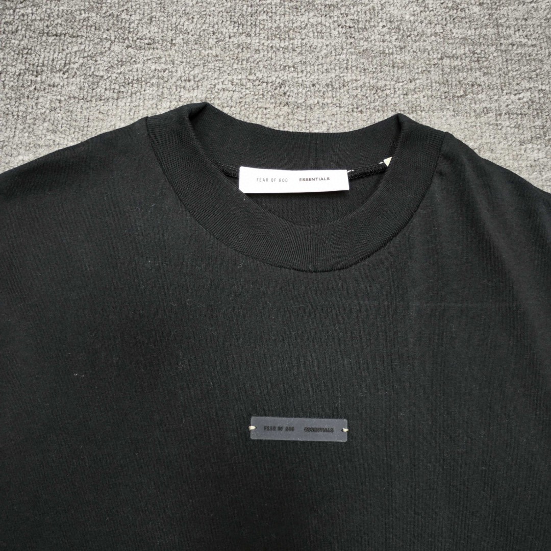Fear of God Essentials 拉丝银硅胶字母印花圆领短袖 T恤 男女同款 夏款 黑色 燕麦色 希瑟灰