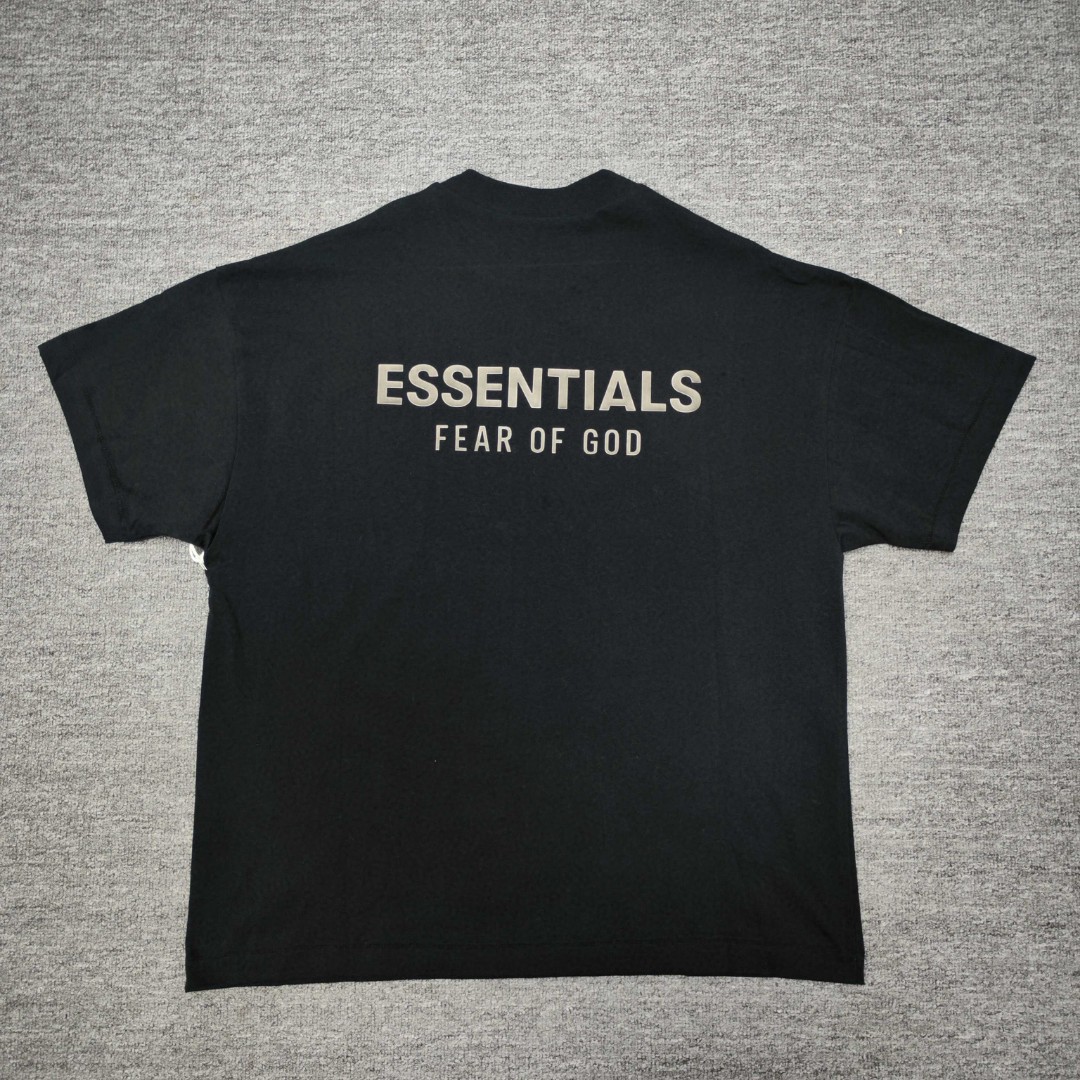 Fear of God Essentials 拉丝银硅胶字母印花圆领短袖 T恤 男女同款 夏款 黑色 燕麦色 希瑟灰