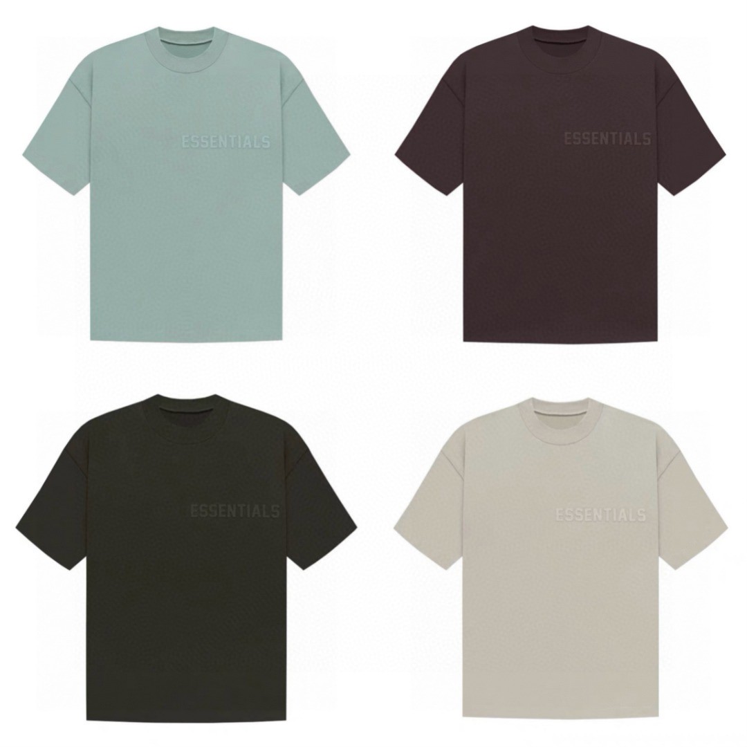Fear of God Essentials 胸口硅胶字母印花圆领短袖 T恤 男女同款 夏款 雾霾蓝 梅紫色 海豹灰 淡黑色