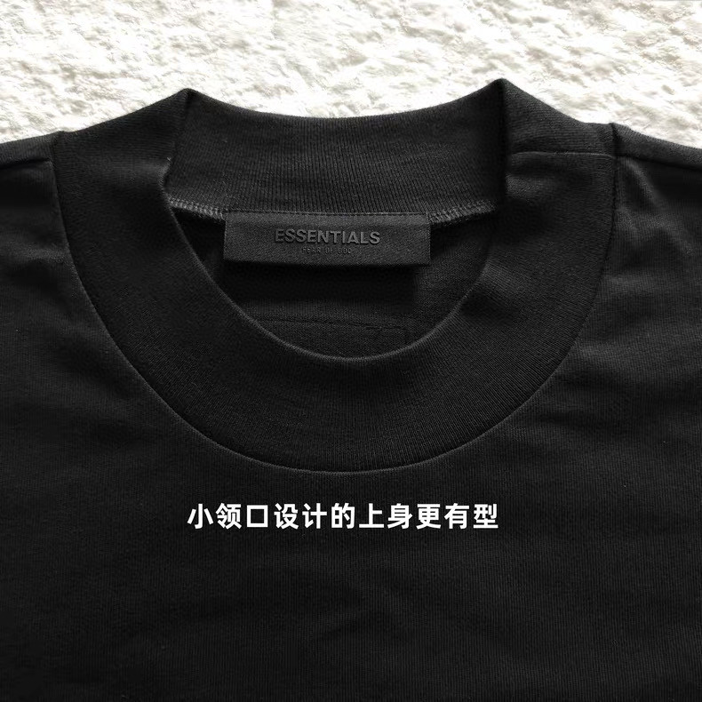Fear of God Essentials 硅胶植绒字母印花圆领短袖 T恤 男女同款 夏款 玄青黑