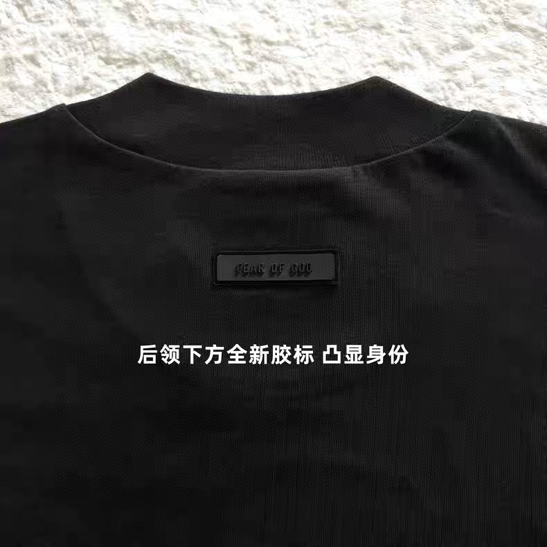 Fear of God Essentials 硅胶植绒字母印花圆领短袖 T恤 男女同款 夏款 玄青黑