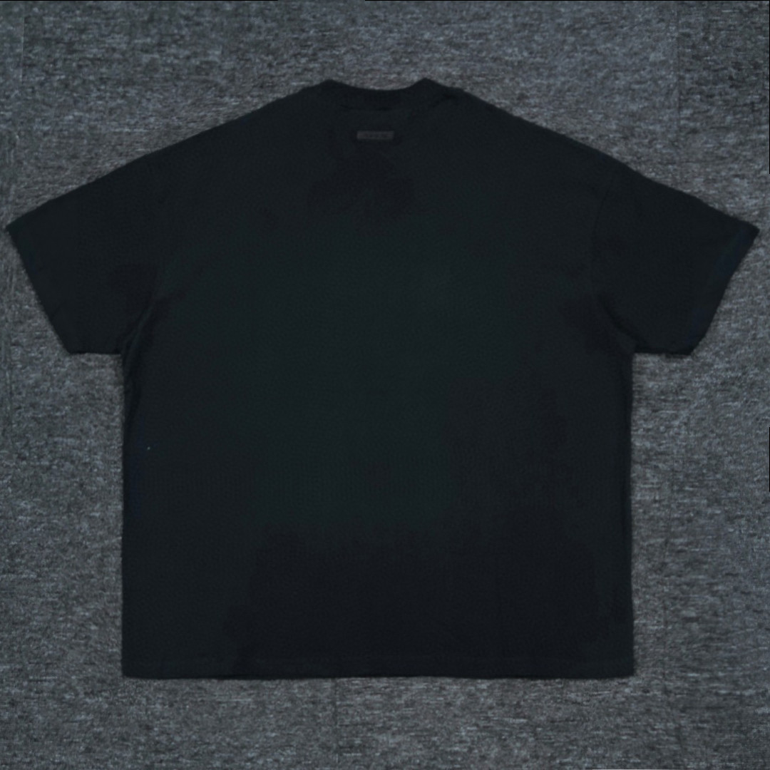 Fear of God Essentials 硅胶植绒字母印花圆领短袖 T恤 男女同款 夏款 玄青黑