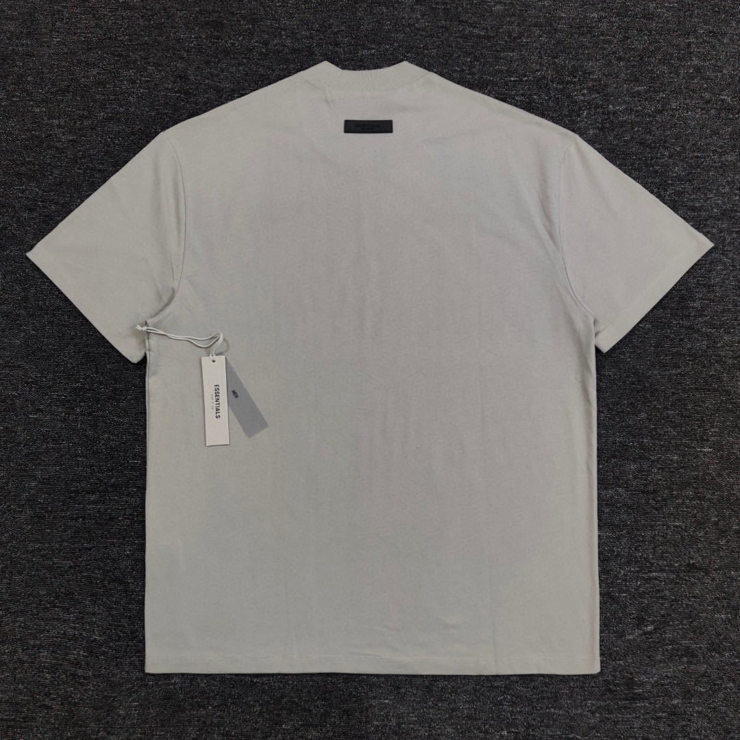 Fear of God Essentials 双排植绒字母印花圆领短袖 T恤 男女同款 夏款 珊瑚红 烟丝色 黑棕色 蛋壳白 烟灰色