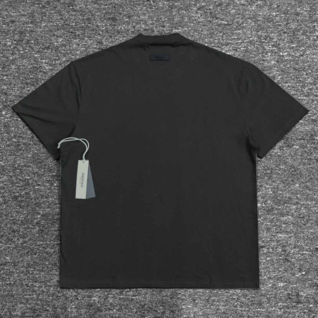 Fear of God Essentials 双排植绒字母印花圆领短袖 T恤 男女同款 夏款 珊瑚红 烟丝色 黑棕色 蛋壳白 烟灰色