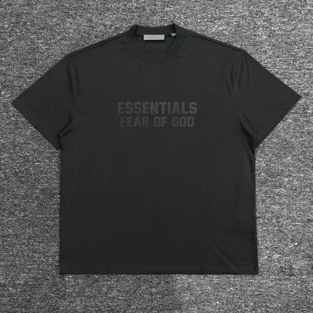 Fear of God Essentials 双排植绒字母印花圆领短袖 T恤 男女同款 夏款 珊瑚红 烟丝色 黑棕色 蛋壳白 烟灰色