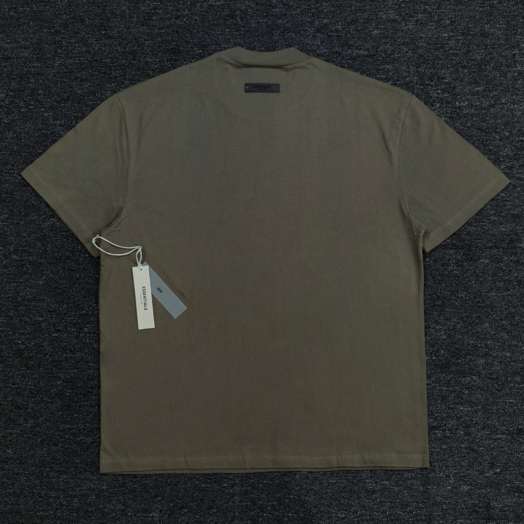 Fear of God Essentials 双排植绒字母印花圆领短袖 T恤 男女同款 夏款 珊瑚红 烟丝色 黑棕色 蛋壳白 烟灰色