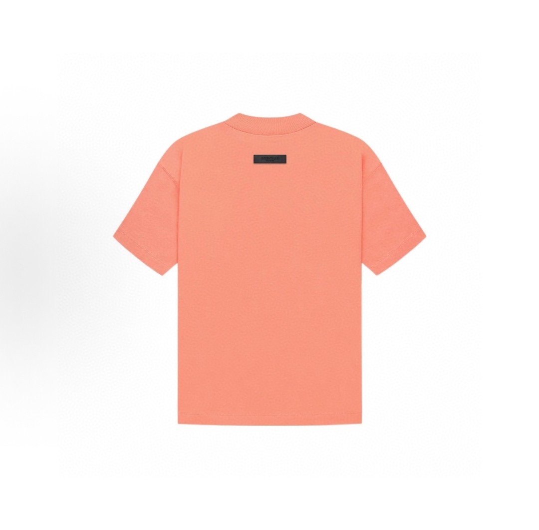 Fear of God Essentials 双排植绒字母印花圆领短袖 T恤 男女同款 夏款 珊瑚红 烟丝色 黑棕色 蛋壳白 烟灰色