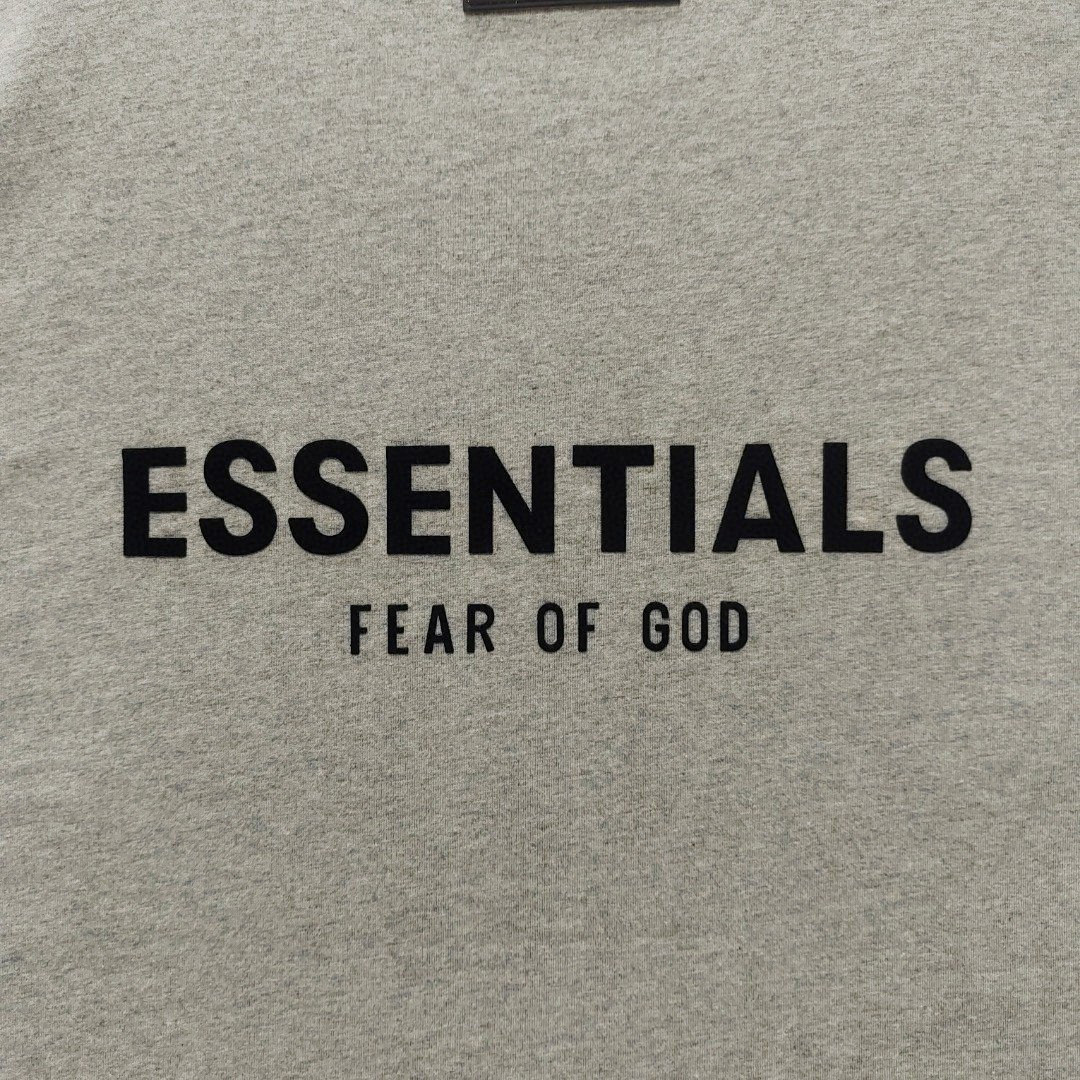 Fear of God Essentials 胸口后背植绒字母印花圆领短袖 T恤 男女同款 夏款 黑色 燕麦色 深燕麦色