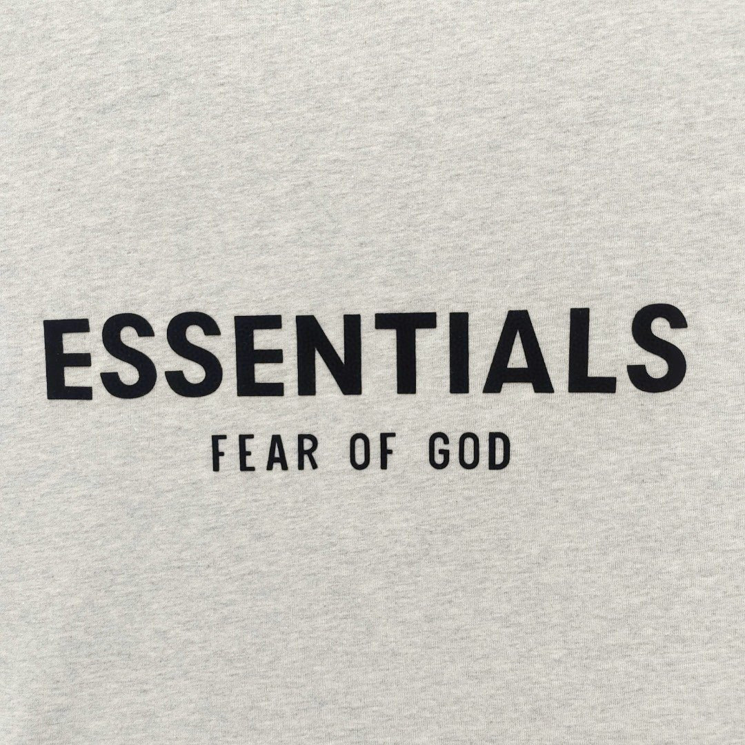 Fear of God Essentials 胸口后背植绒字母印花圆领短袖 T恤 男女同款 夏款 黑色 燕麦色 深燕麦色