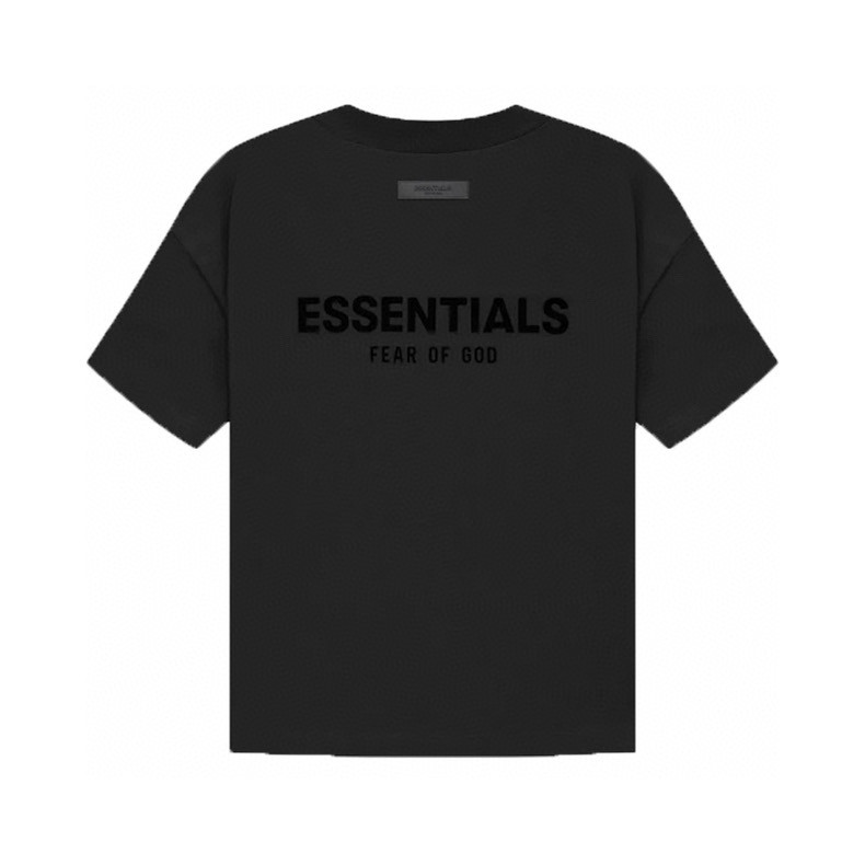Fear of God Essentials 胸口后背植绒字母印花圆领短袖 T恤 男女同款 夏款 黑色 燕麦色 深燕麦色