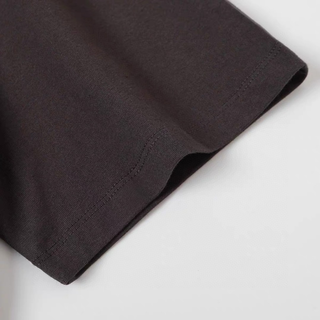 Fear of God Essentials 1977系列 植绒印花圆领短袖 T恤 男女同款 夏款 深麻灰 铁黑色