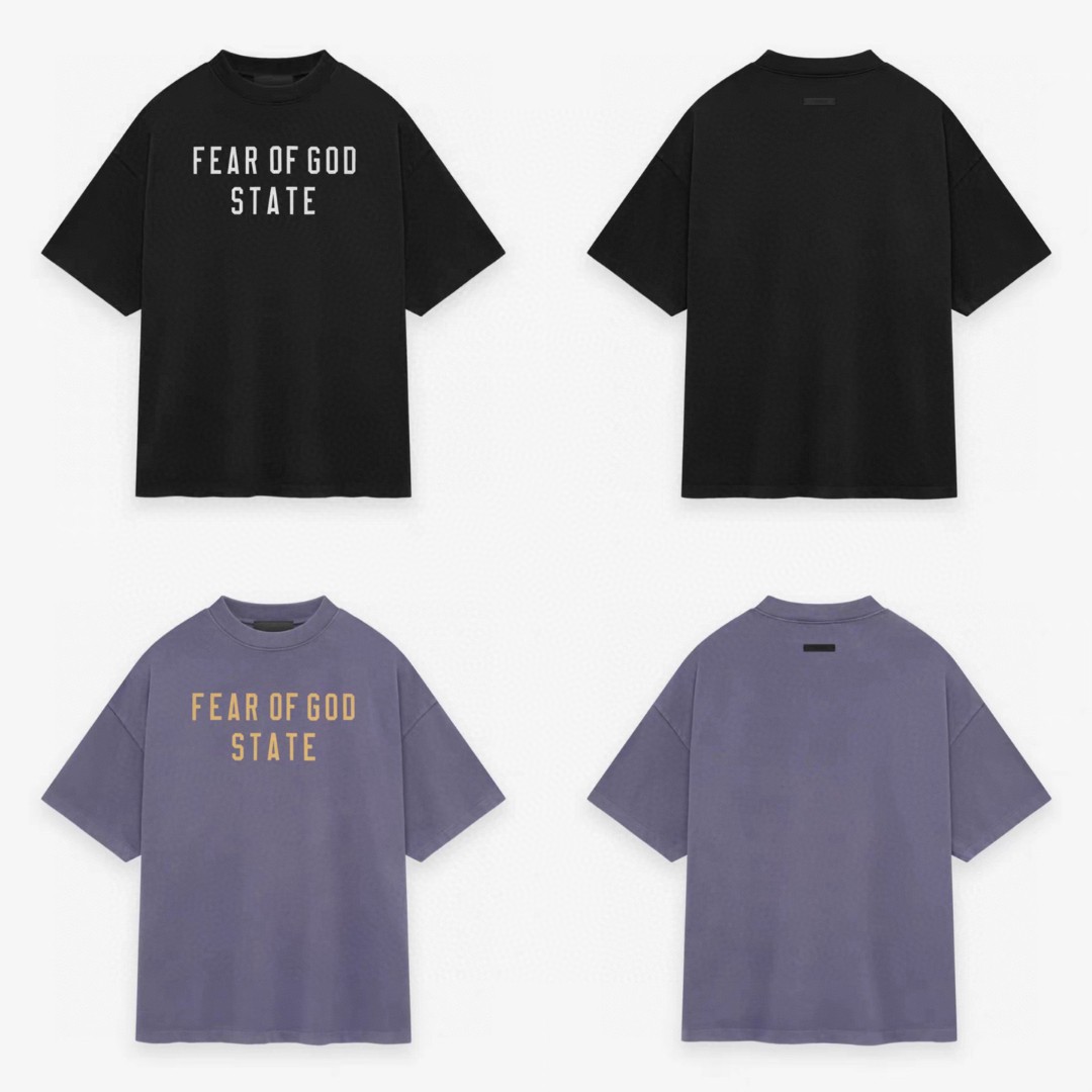 Fear of God Essentials HOLIDAY系列 字母印花圆领短袖 T恤 男女同款 夏款 曜石黑 幽兰紫