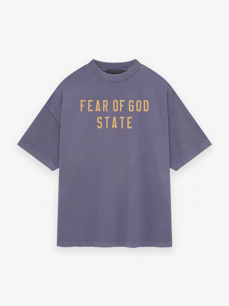 Fear of God Essentials HOLIDAY系列 字母印花圆领短袖 T恤 男女同款 夏款 曜石黑 幽兰紫