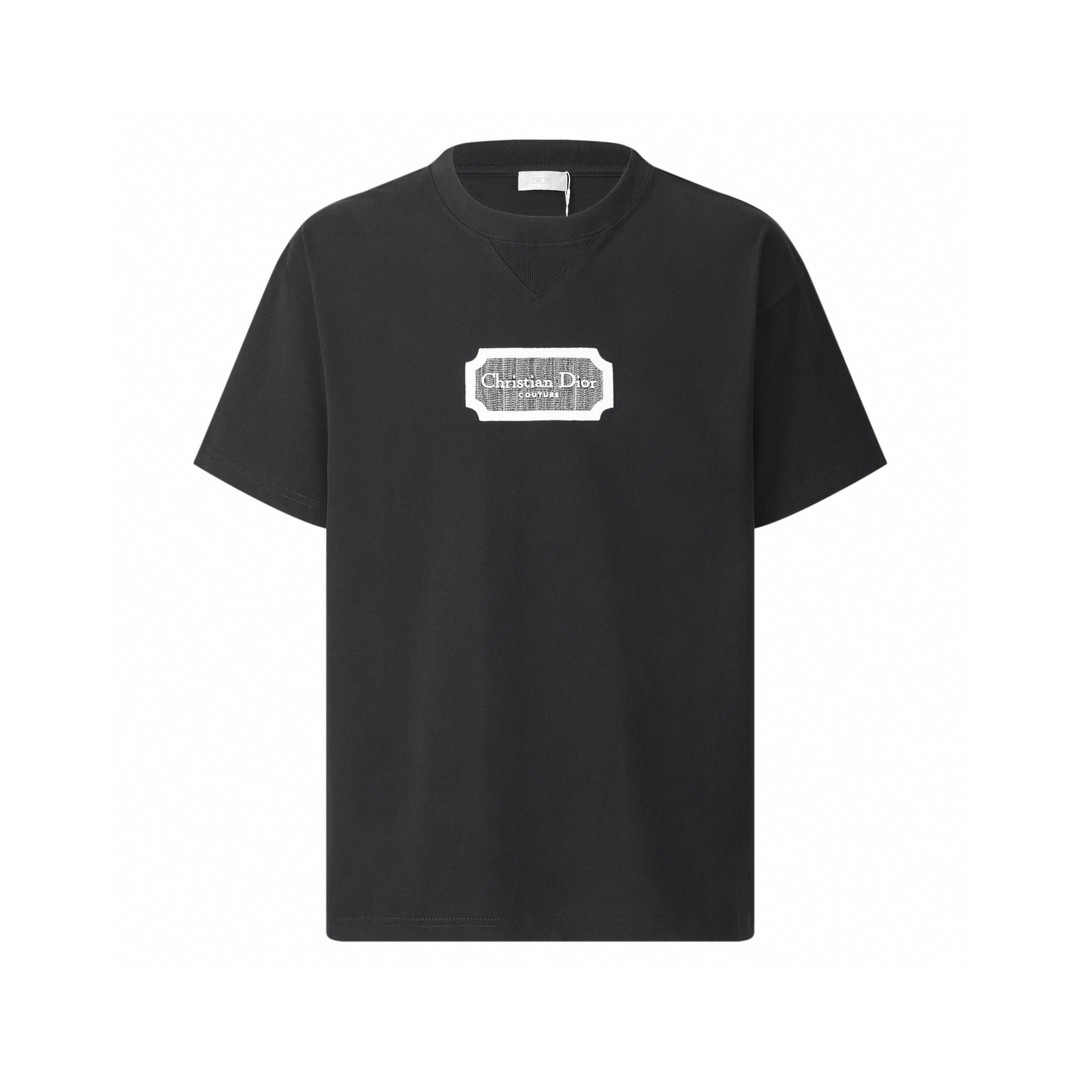 DIOR 迪奥 铭牌刺绣圆领短袖 T恤 夏季 白色 黑色 A0 343J696C0554-C088