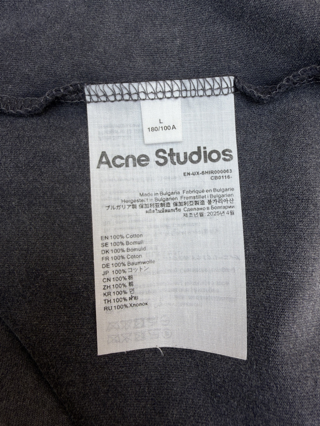 Acne Studios 徽标圆领T恤 短袖 白色 灰色 A0 CL0399-183