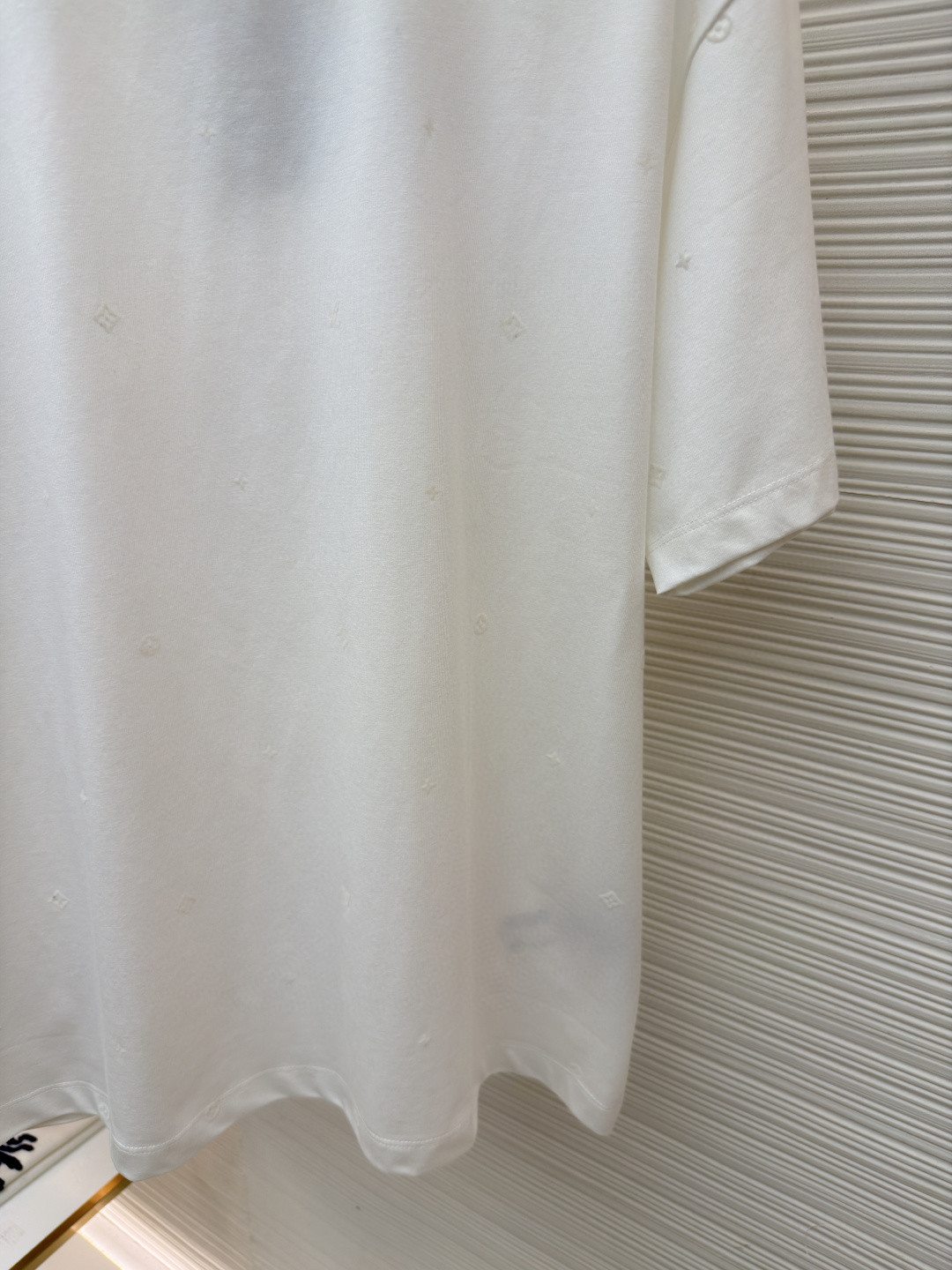 LOUIS VUITTON 路易威登 LV 植绒印花暗纹圆领T恤 短袖 白色 黑色 A0 