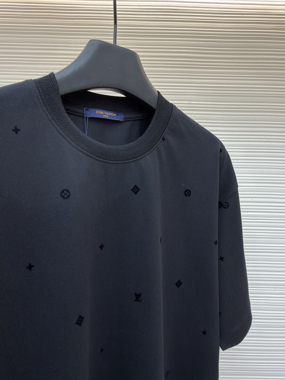 LOUIS VUITTON 路易威登 LV 植绒印花暗纹圆领T恤 短袖 白色 黑色 A0 