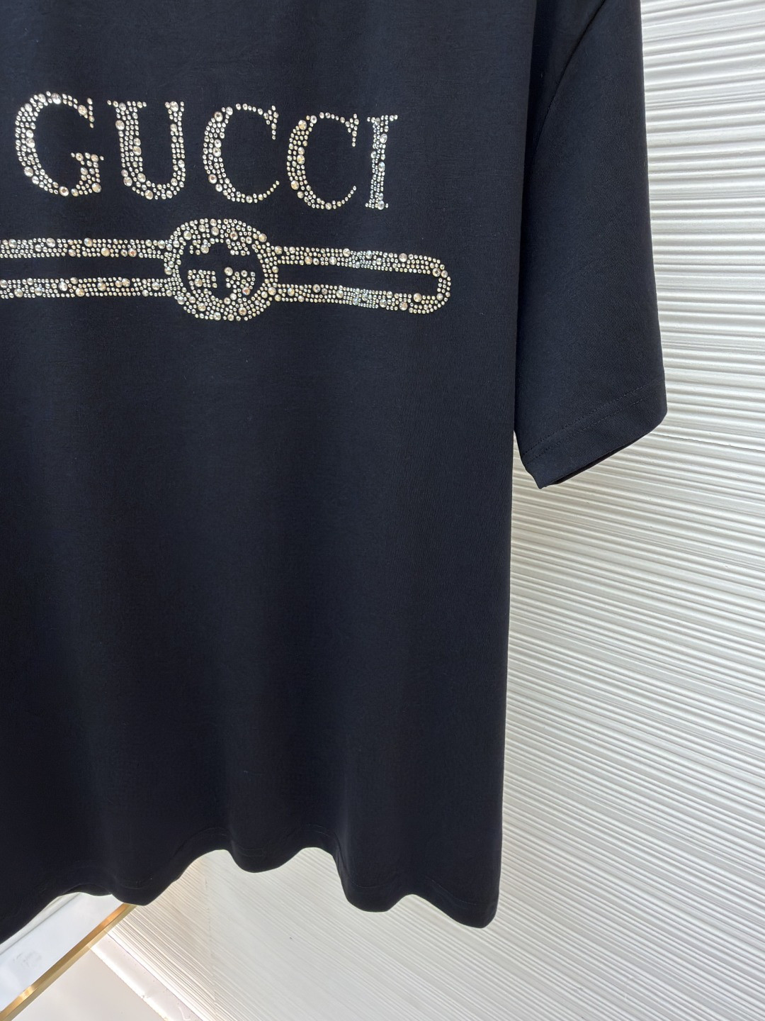 GUCCI 古驰 烫钻logo标识圆领短袖 T恤 夏季 黑色 灰色 A0 796395-XJG36-1043
