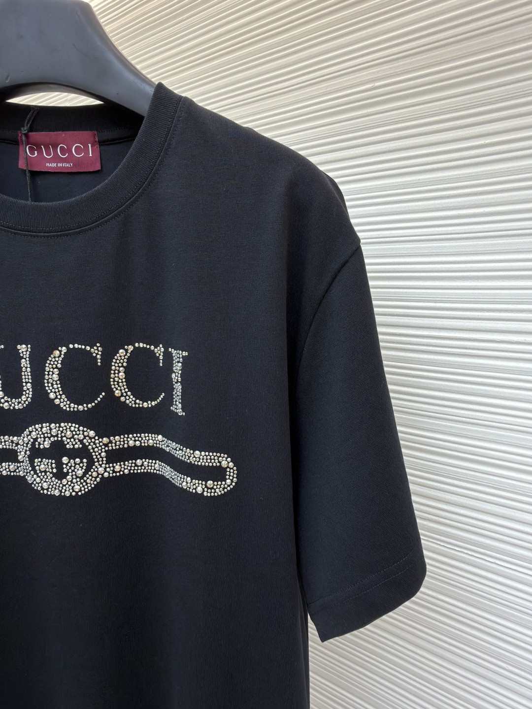 GUCCI 古驰 烫钻logo标识圆领短袖 T恤 夏季 黑色 灰色 A0 796395-XJG36-1043