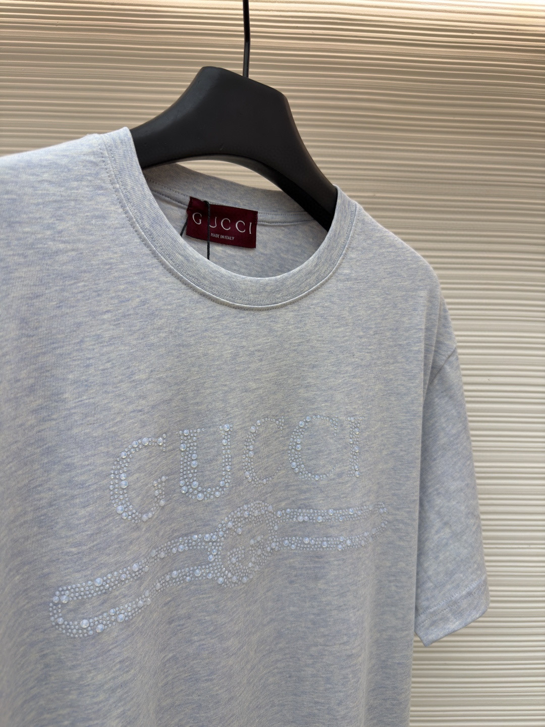 GUCCI 古驰 烫钻logo标识圆领短袖 T恤 夏季 黑色 灰色 A0 796395-XJG36-1043