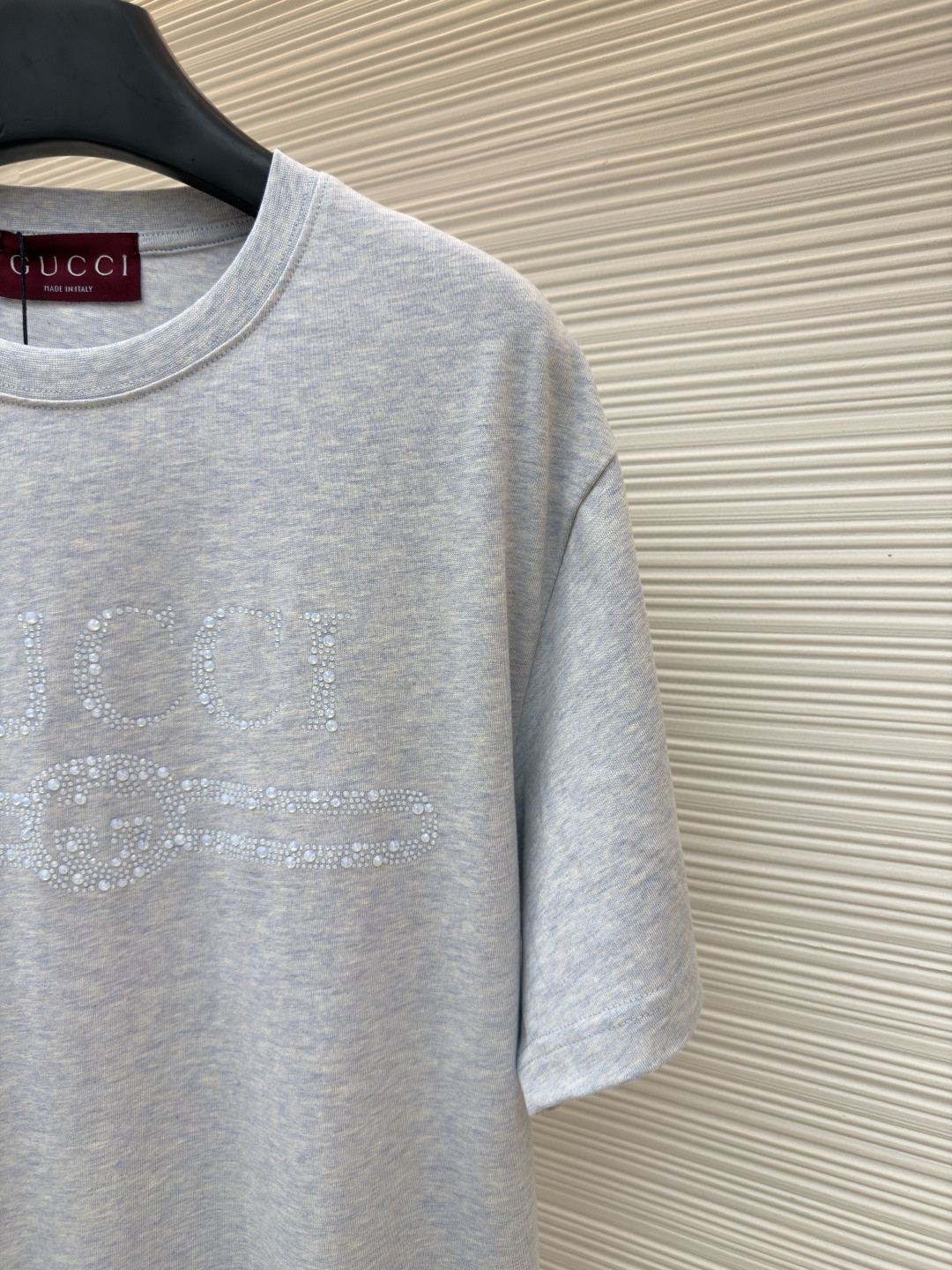 GUCCI 古驰 烫钻logo标识圆领短袖 T恤 夏季 黑色 灰色 A0 796395-XJG36-1043