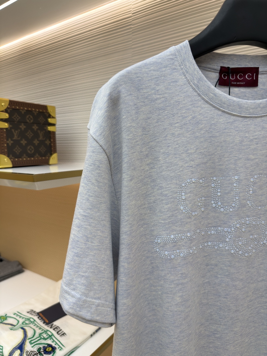 GUCCI 古驰 烫钻logo标识圆领短袖 T恤 夏季 黑色 灰色 A0 796395-XJG36-1043